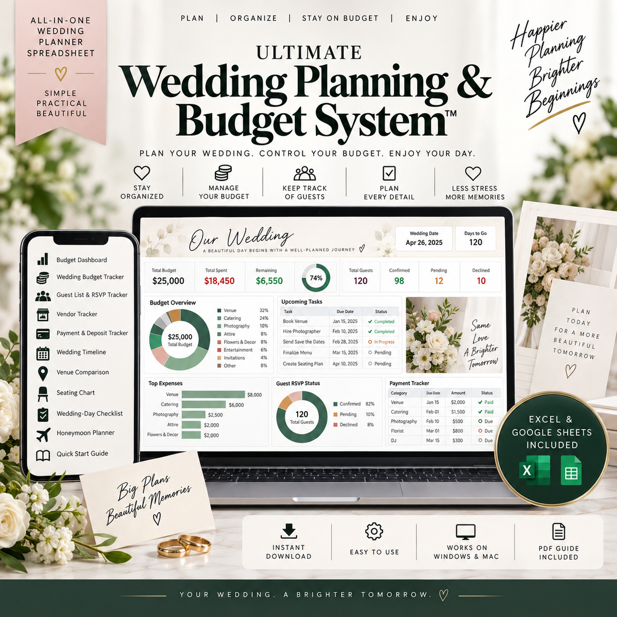 Ultimate Wedding Planning & Budget System | Wedding Planner Spreadsheet product